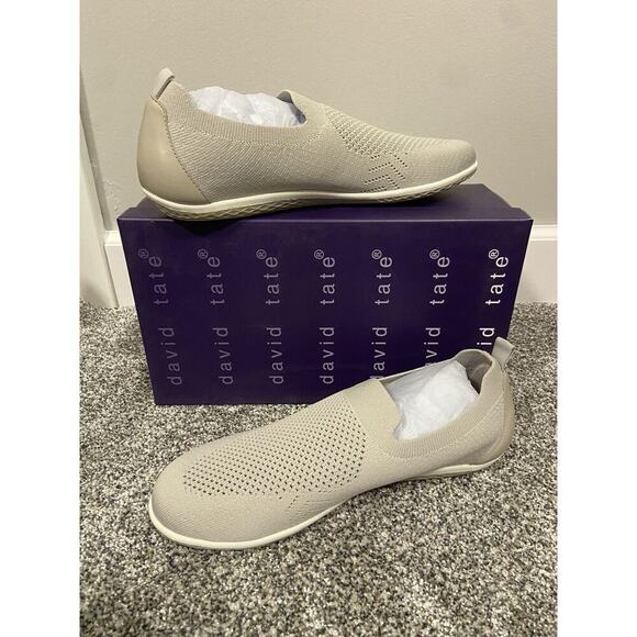 David Tate Shoes - David Tate Gossip Slip On Flat Loafer Gray Beige Bone Size New In Box